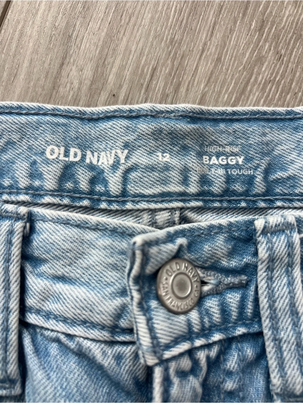 Old Navy Light Blue Wide Leg Baggy Cargo Jeans Girls Size 12